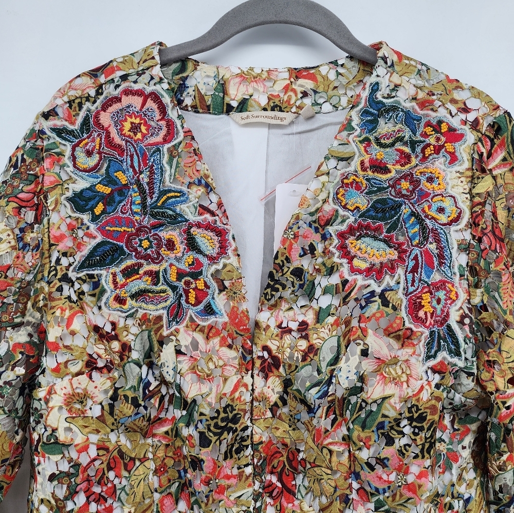 Soft Surroundings Multicolor Boho Lasercut Beaded Ariege Jacket New Med… - Picture 4 of 16